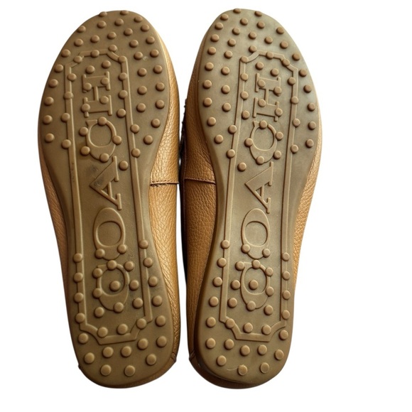 Coach Fredrica Tan Pebbled Leather Diving Mocs Flats Loafers Size 7.5 - Picture 12 of 14